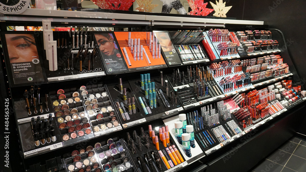 Various colour of lipsticks in Sephora, Sephora is a French brand and chain of cosmetics stores